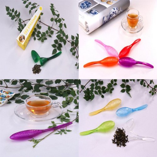 Foxnovo Cute Tadpole Shaped Plastic Teaspoon Tea Strainer Tea Infuser Filter (Random Color) N5