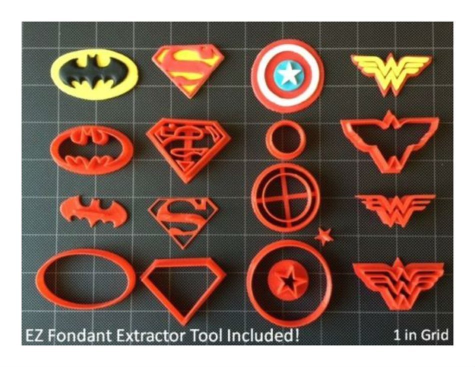 Super Hero Cookie Cutter (Set A) / Fondant Cutter / Cupcake Topper - (14pc Set ) Buyer`s Choice