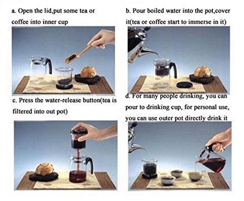 UniversalD&reg; - Glass Gongfu Tea Maker Press Art Cup Teapot with Infuser 500ml N5
