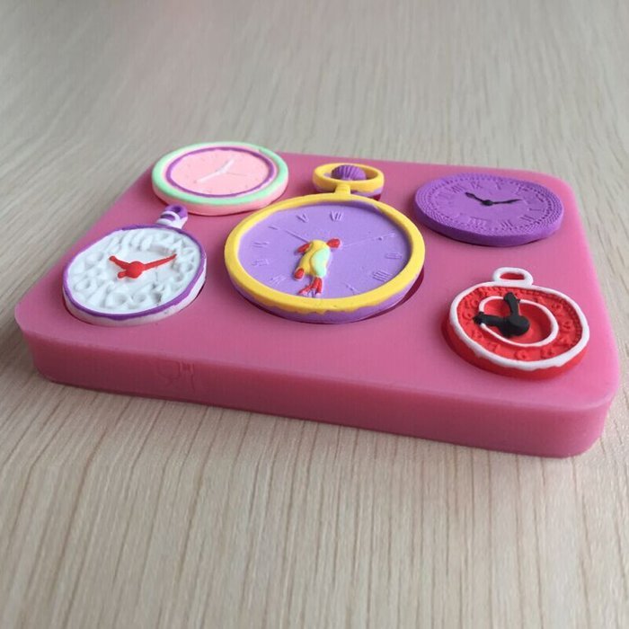 HORIEN Different Kinds Of Clock And Watch Shape 3D Silicone Cake Mold N3