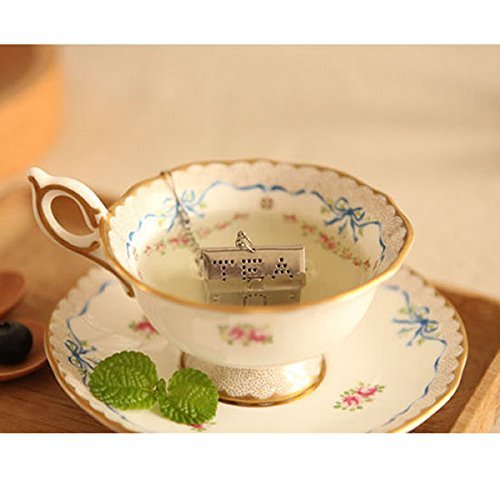 HeroNeo&reg; Stainless Steel House Shaped Tea Leaf Bag Spice Strainer Locking Mesh Infuser N2