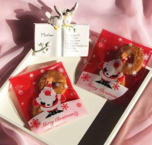 100 PCS Lovely Cute Bowknot OPP Self Adhesive Cookie Bakery Candy Biscuit Roasting Treat Gift DIY Plastic Bag... N28