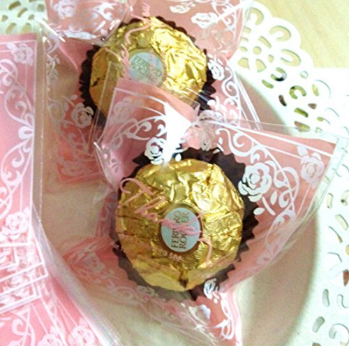 100 PCS Lovely Cute Bowknot OPP Self Adhesive Cookie Bakery Candy Biscuit Roasting Treat Gift DIY Plastic Bag... N32
