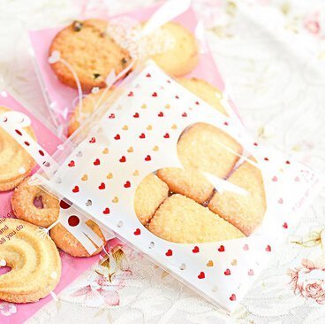 100 PCS Lovely Cute Bowknot OPP Self Adhesive Cookie Bakery Candy Biscuit Roasting Treat Gift DIY Plastic Bag... N36