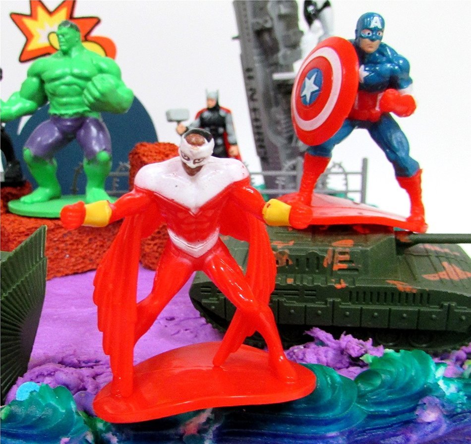 20 Piece AVENGERS & FRIENDS SUPER HERO Birthday Cake Topper Set Featuring Avenger Super Hero Crew Characters and... N6