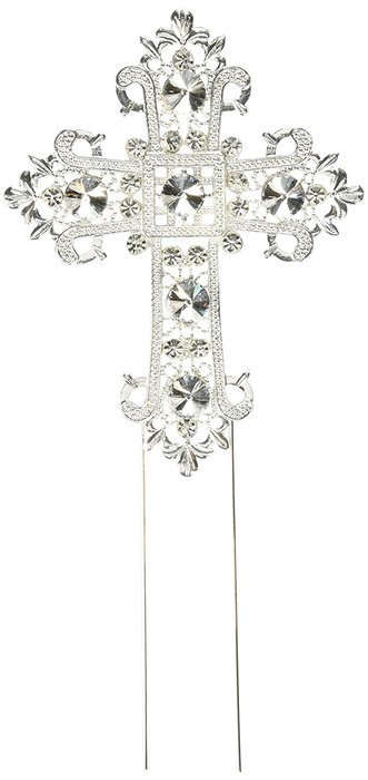 Unik Occasions Fancy Rhinestone Cake Topper - Silver Cross