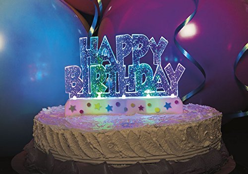 Multicolor Flashing Happy Birthday Cake Topper Decoration N2