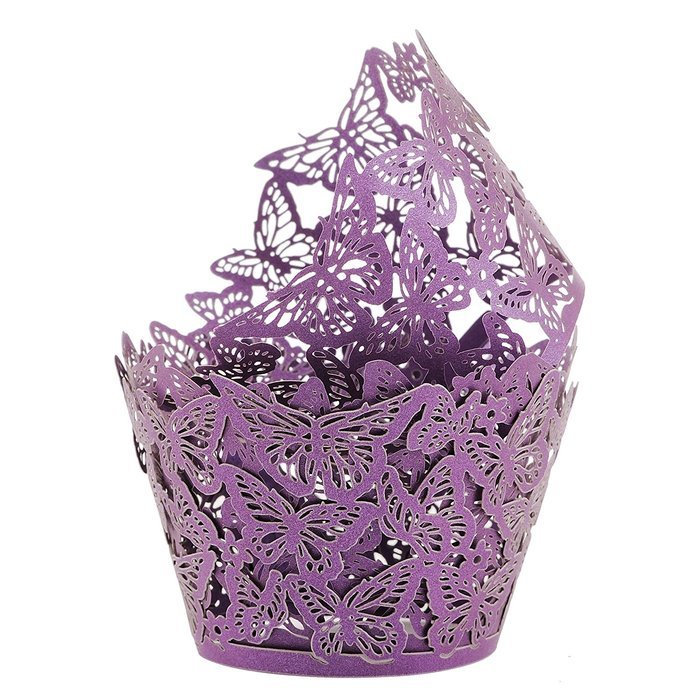 Aiyaya Filigree Artistic Muffin Case Cupcake Paper Cup Liners Little Vine Lace Laser Cupcake Wrappers for Wedding... N8