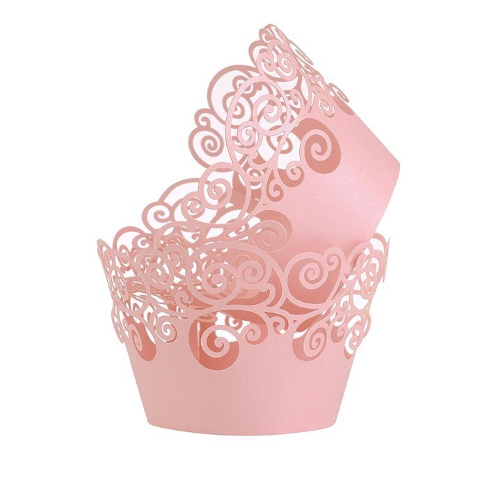 Aiyaya Filigree Artistic Muffin Case Cupcake Paper Cup Liners Little Vine Lace Laser Cupcake Wrappers for Wedding... N10