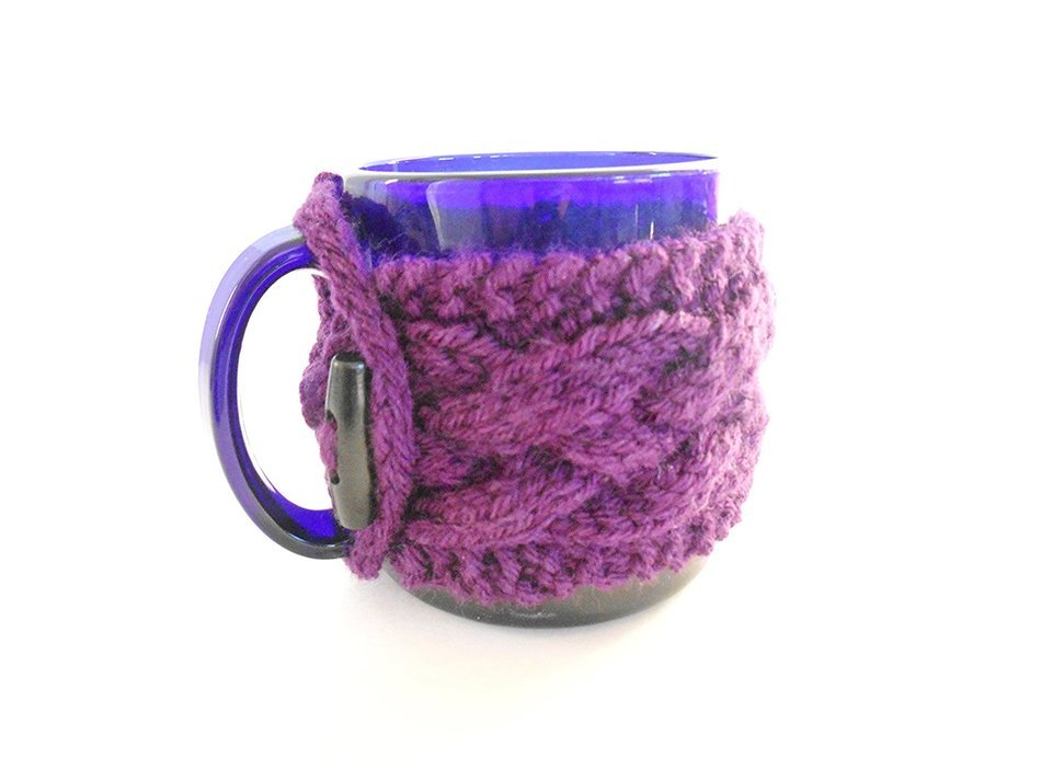 Knit Cabled Coffee Mug Cozy, Tea Cup Sweater, Mug Sleeve N4