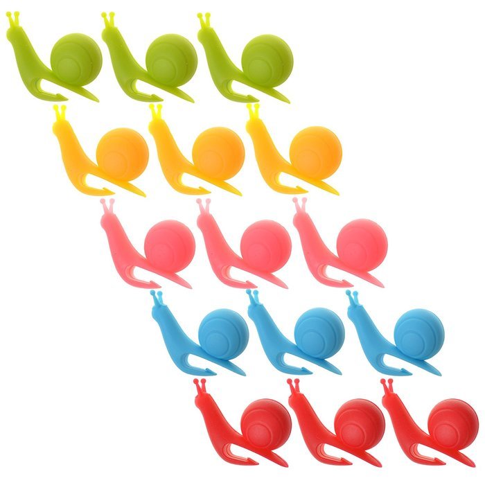 COSMOS Pack of 15 Snail Shape Silicone Tea Bag Holder Clip for Cup Mug N3