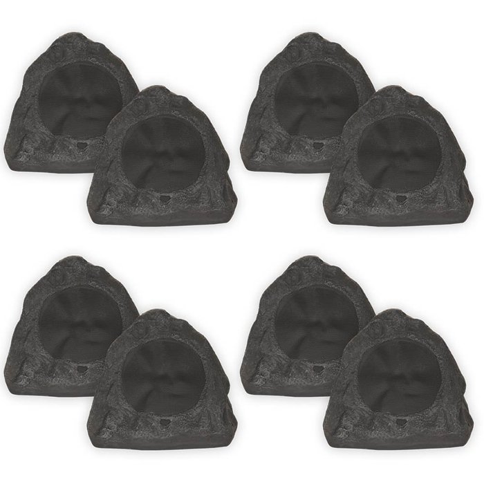 Theater Solutions 8R6L Outdoor Lava 6.5" Rock 8 Speaker Set for Patio Pool Spa Yard Garden