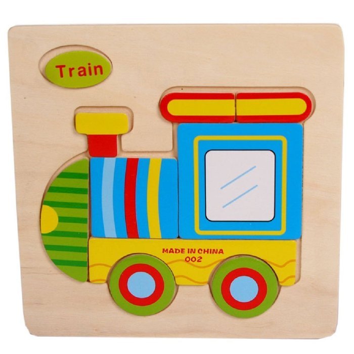 Cute Train Puzzles Toys ，BeautyVan Wooden Cute Train Puzzle Educational Developmental Baby Kids Training Toy N2