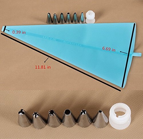 Yunko 8 Piece Cake Decorating Set-Reusable Silicone Pastry Bag and Icing Piping Nozzles Tips Set for Sugarcraft... N3