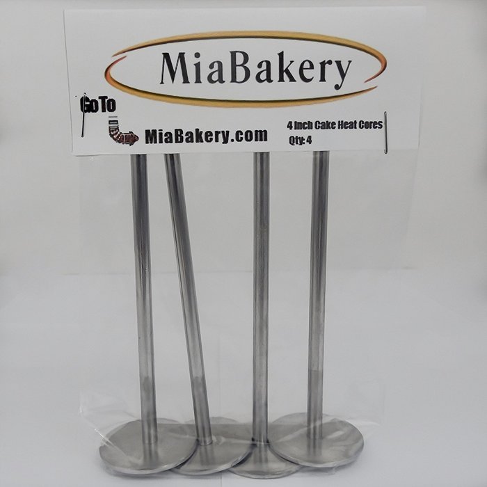 MiaBakery 4 Inch Cake Heating Core-Heating Core for Baking-Evenly Baked Cakes-Won't Rust-Set of 4 N3