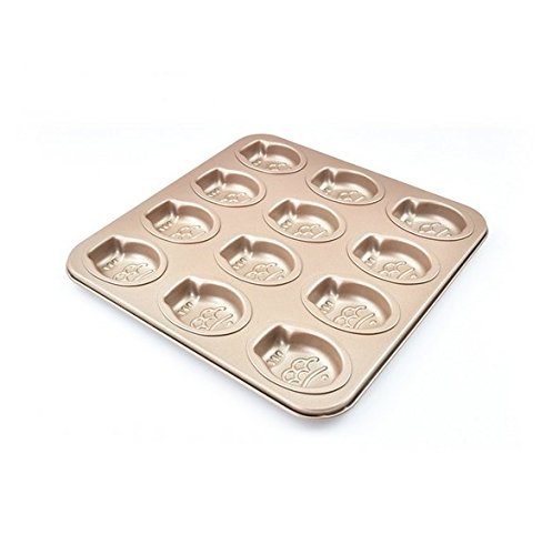 Astra shop Premium 9 Cup Champagne Cat Paw Prints Cake Pan Cute Baking Pan Non Stick Cake Mold Muffin Pan,11 x... N12