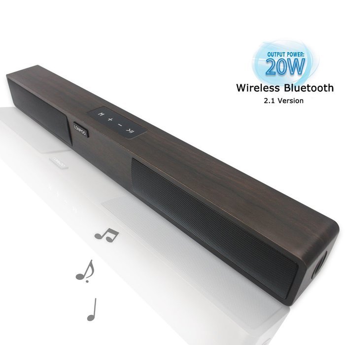 Wooden Mini TV Soundbar, LONPOO 800B 20W Bluetooth Sound bar Subwoofer with Touch Pannel USB AUX(Black) N11