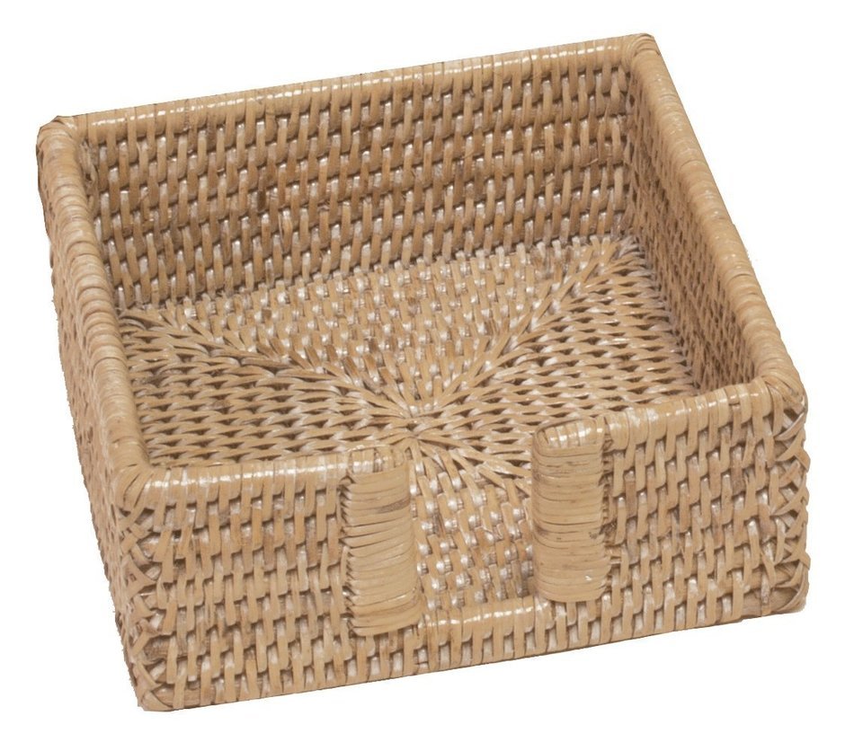 Entertaining with Caspari Rattan Cocktail Napkin Holder, White N3