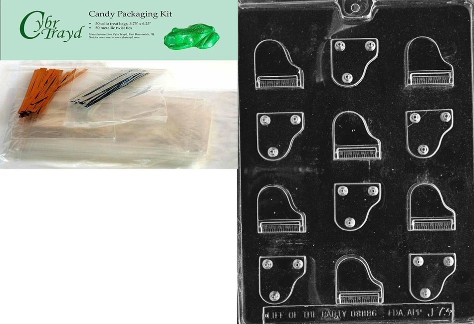 Cybrtrayd J073 Small Piano Chocolate Candy Mold with Exclusive Cybrtrayd Copyrighted Chocolate Molding Instructions N6