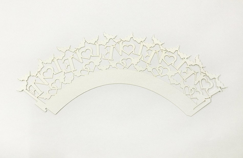 HUAL Cupcake Wrappers 50 Filigree Artistic Bake Cake Paper Cups LOVE Lace Laser Cut Liner Baking Cup Muffin Case... N8