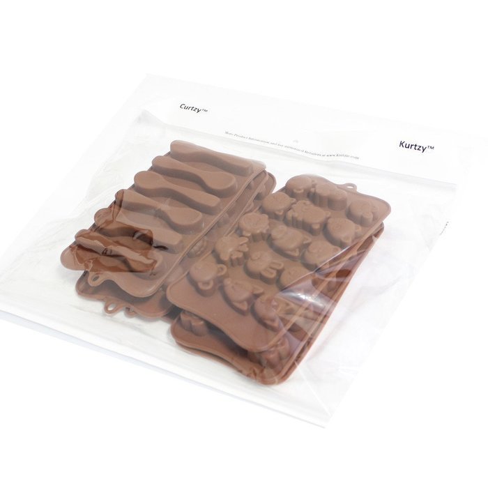 CurtzyTM Set of 6 Silicone Rubber Chocolate Sweet Candy Mould Trays N3