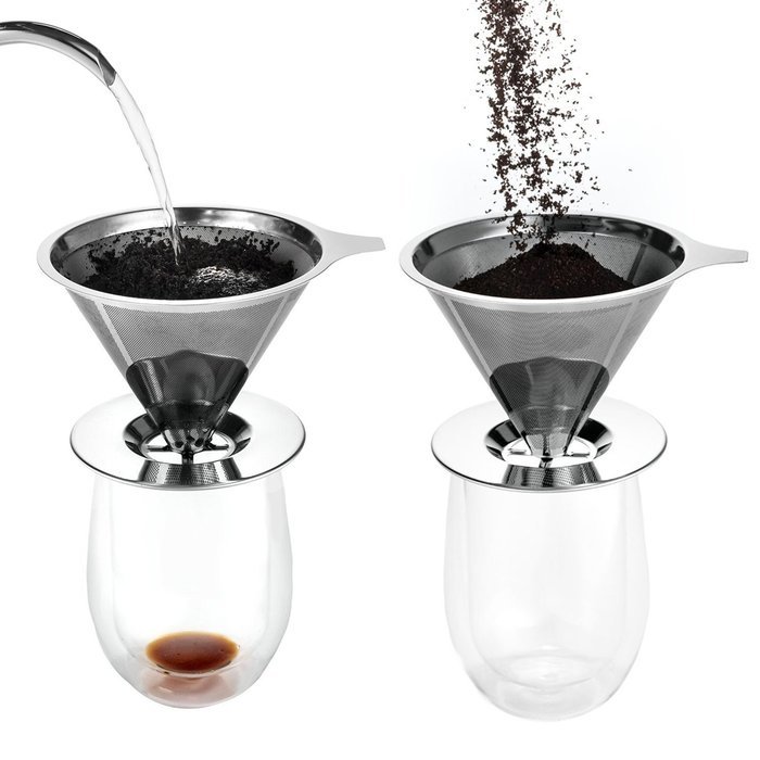 Coffee Dripper, Peyou Stainless Steel Pour Over Coffee Dripper, Reusable Double Layer Mesh Filter Design, Single... N5