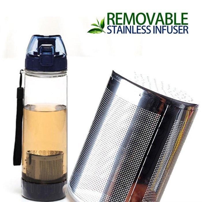 Day Tea Bottle | Heavy Duty 17 Oz Bottle with Loose Leaf Tea and Dark Blue Fruit Infuser Design | Premium Environmental... N6