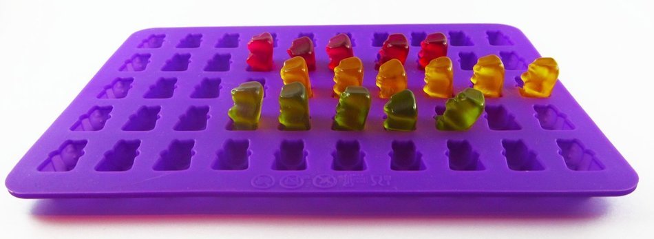 3 Pack Silicone Gummy Bear Candy Molds (New Colors) With a BONUS Dropper & FREE Quick Start Recipe EBook - Make... N8