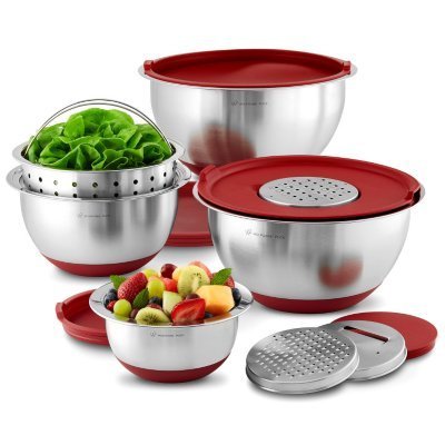 Wolfgang Puck Stainless-Steel Mixing Bowls with Lids, 12-Piece Set N2