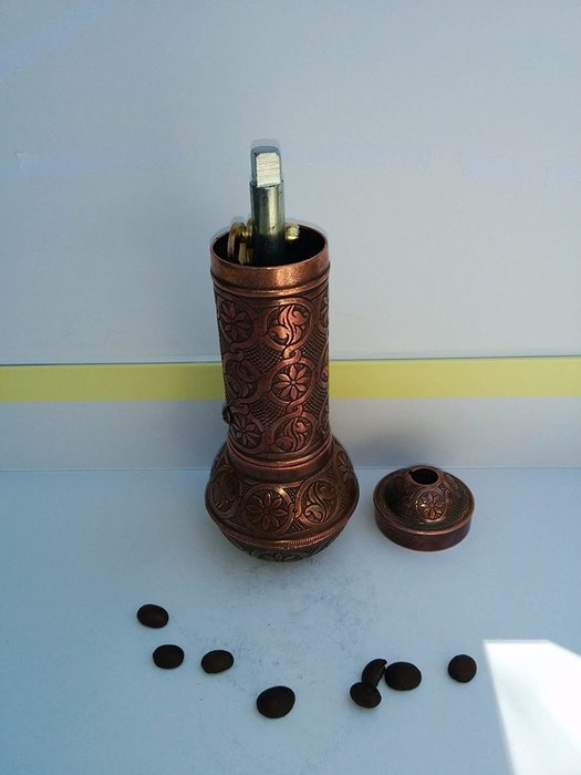 Armenian Handmade Antique Coffee Grinder, 3 Different Colors, 7.5'' (Silver) N7