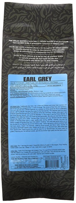 Metropolitan Tea 50 Count Pyramid Shaped Teabags, Earl Grey Tea N2