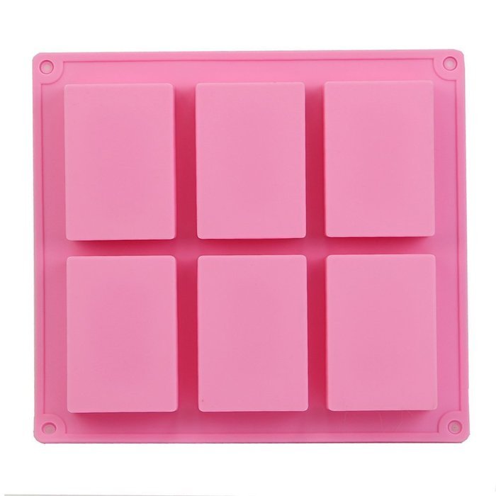 DGI MART 6-Cavity Rectangle 3D DIY Soft Silicone Muffin Baking Mold Tray(Random Colour) N2