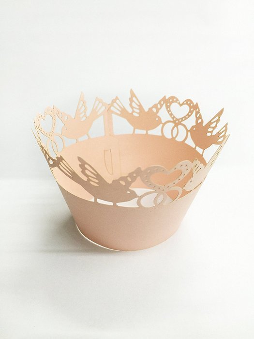HUAL Cupcake Wrappers 50 Filigree Artistic Bake Cake Paper Cups Birds Lace Laser Cut Liner Baking Cup Muffin Case... N5