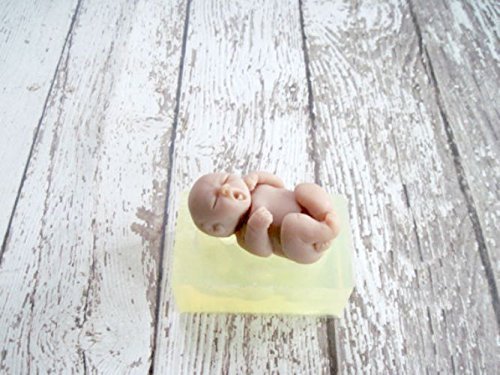 Silicone Mold for Newborn Yawning Baby Laurel 2.5 Inch Handmade Supply N3