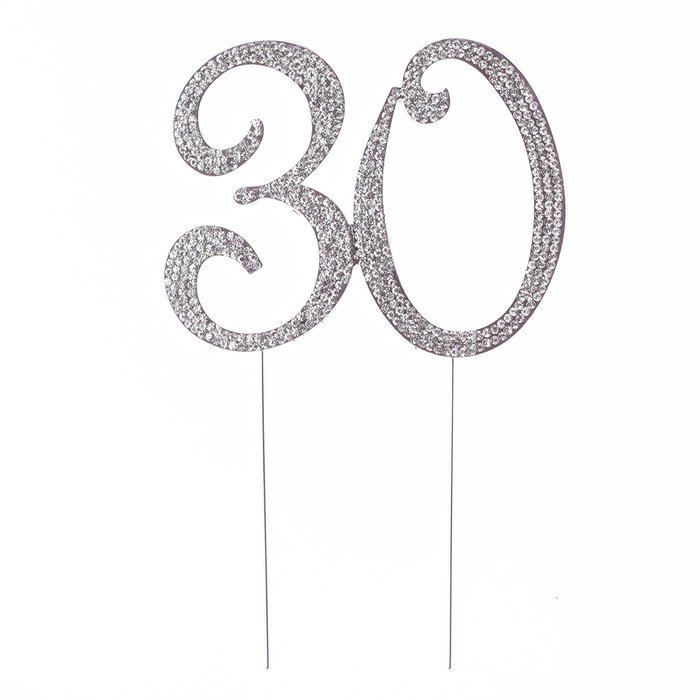 30 Cake Topper for 30th Birthday or Anniversary Gold Party Supplies & Decorations (Gold) N9