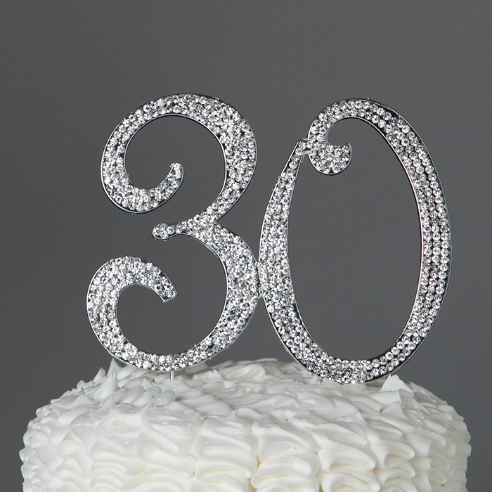 30 Cake Topper for 30th Birthday or Anniversary Gold Party Supplies & Decorations (Gold) N10