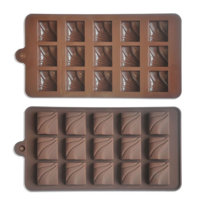 TANGCHU Silicone Square Shape Chocolate Candy Mold Cake Decoration Mold 8.66*4.13inch Brown