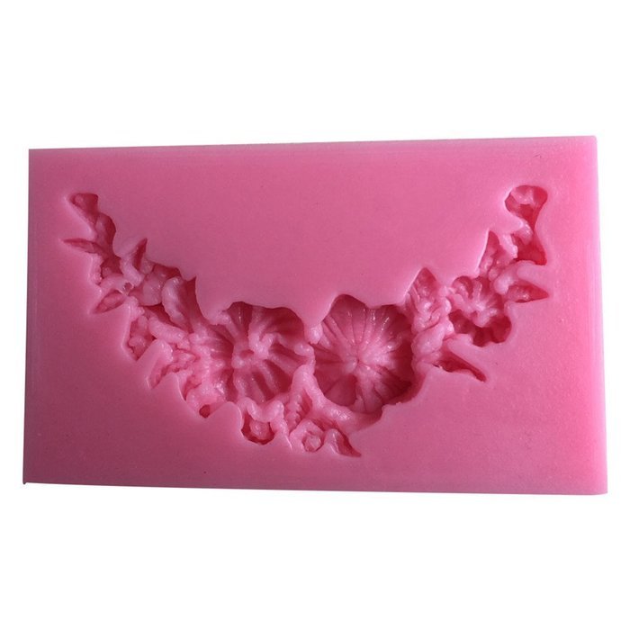 LYNCH Garland Flower Circle Border Gum Paste silicone Mold Sugarcraft Decoration,Pink N2