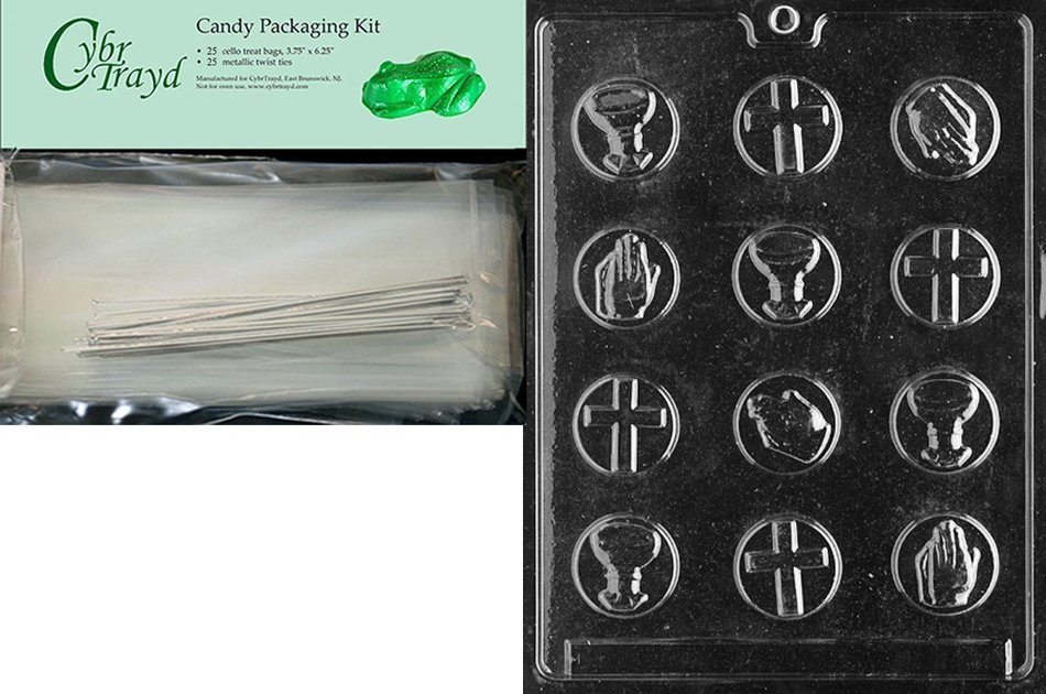 Cybrtrayd R018 Communion Mints Chocolate Candy Mold with Exclusive Cybrtrayd Copyrighted Chocolate Molding Instructions... N4