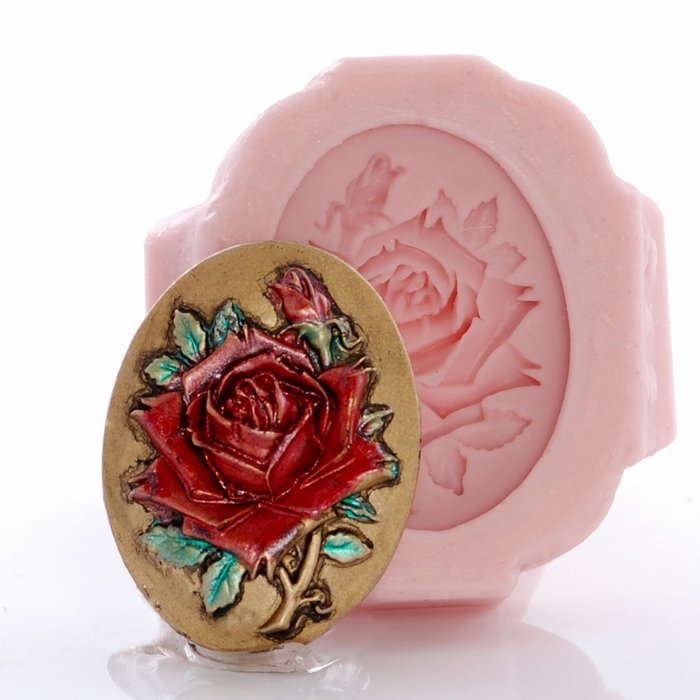 Rose Cameo Silicone Mold Food Safe Fondant, Chocolate, Candy, Resin, Polymer Clay, Jewelry, Craft Mold N5