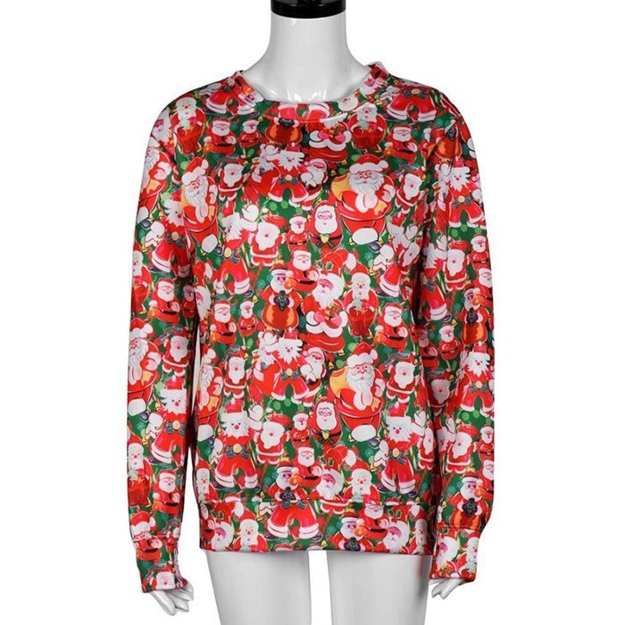 Sweatshirt,Morecome Women Long Sleeve Pullover Sweatshirt Santa Claus Christmas Tops N22