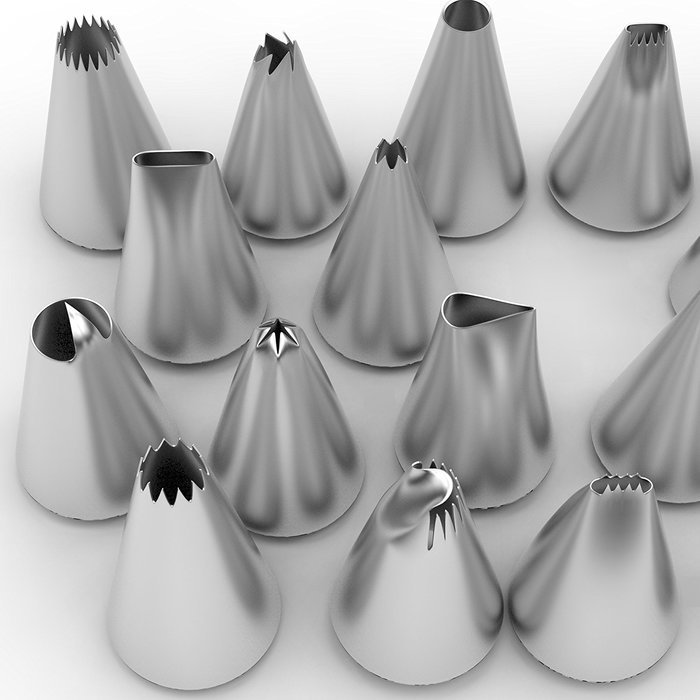 25-Piece Cake Decorating Kit Includes Reusable 15in Silicone Pastry Bag with Coupler and 21 Stainless Steel Icing... N8