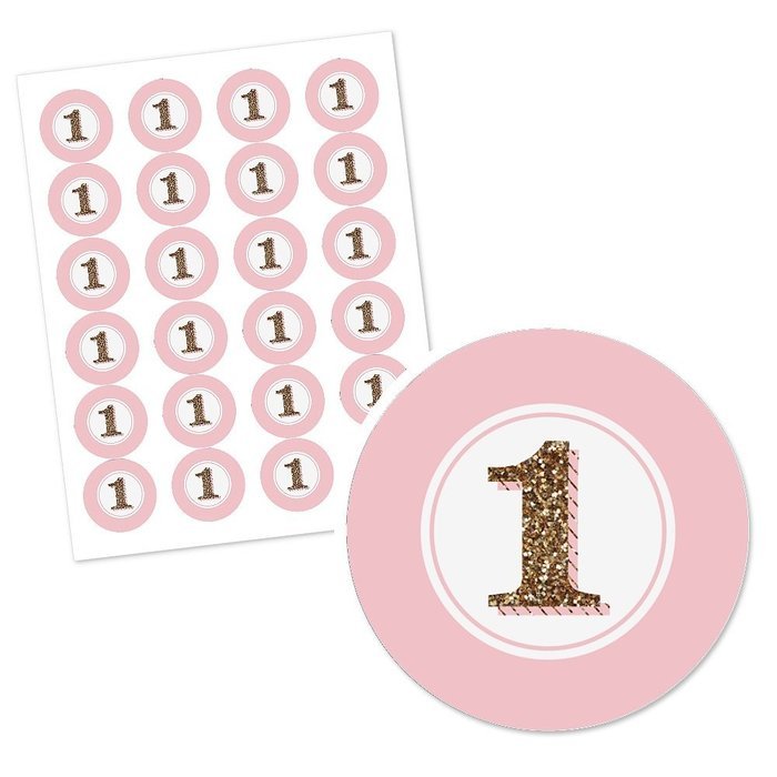 Fun to be One - 1st Birthday Girl - Cupcake Picks with Stickers - Party Cupcake Toppers - 12 Count N2