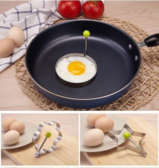 Egg Mold 5 Piece Set - Stainless Steel - Pancake Mold - Cookie Cutter Set