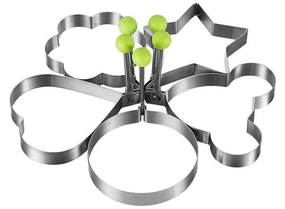 Egg Mold 5 Piece Set - Stainless Steel - Pancake Mold - Cookie Cutter Set N2