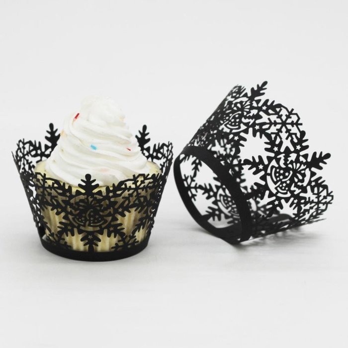 Oksale 24Pcs Christmas Hollow Lace Cup Muffin Holder Cake Paper Case Wraps Cupcake Wrapper for Wedding Birthday... N33