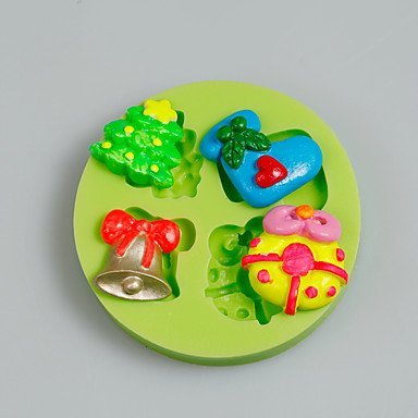 Sher Cake Tools Christmas Tree Gift Bell Silicone Mold for Cake Decorating Cupcake Candy Chocolate Soap Clay Fimo... N3