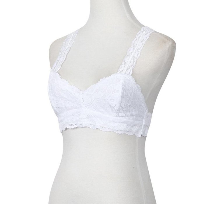 PHOTNO Women White Lace Wrapped Chest Gather Vest N6