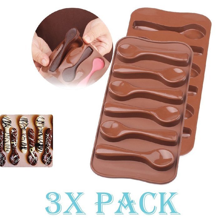 3 Pack X Spoon Chocolate Mold Silicone Mold Chocolate Fondant Tools Decoration Cupcake Baking (Ships From USA)