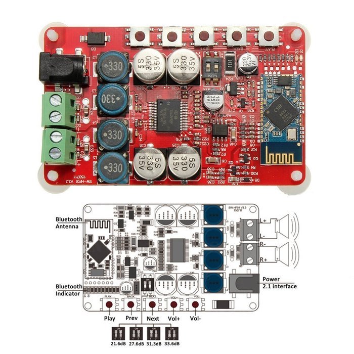 50W + 50W TDA7492P 2x50 Watt Dual Channel Amplifier Wireless Digital Bluetooth 4.0 Audio Receiver Amplifier Board N10